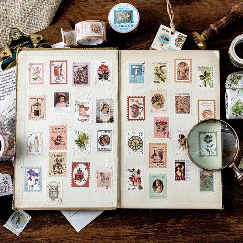 BLEDS 400PCS Vintage Journaling Supplies Pack, Scrapbook Supplies Scrapbook Paper Kit Aesthetic Scrapbook Paper Set Postage Journaling Stamp Stickers for Junk Journals Planner Retro Craft - Image 4